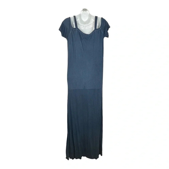 Mystree Summer Cold Shoulder with Pocket Casual Maxi Lounge Outfits Dress Blue - Picture 4 of 6